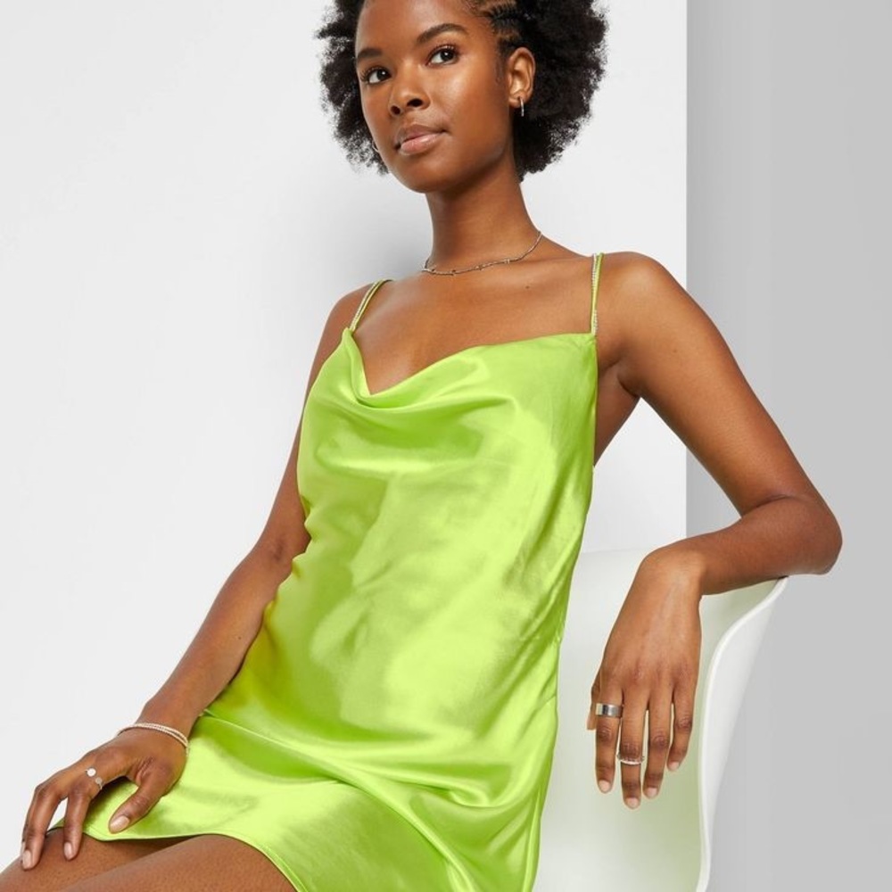 Lime Green Dress With Rhinestone Detail